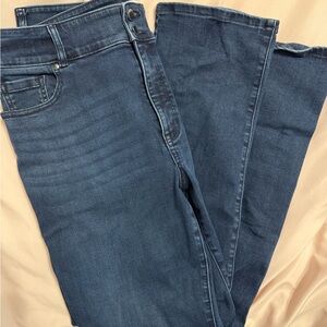 2 pairs Lane Bryant high waisted straight leg black and blue jeans